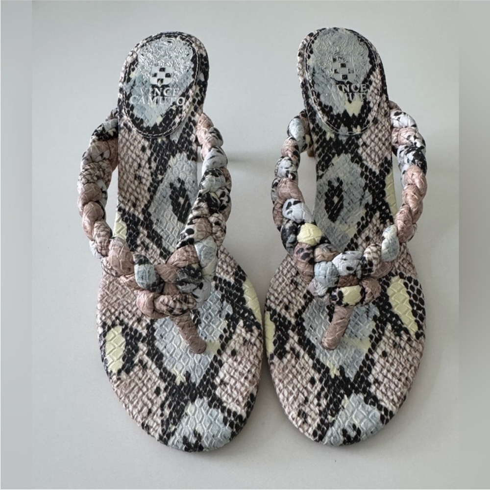Snake Print Braided Sandals Vince Camuto Size 7 - Picture 2 of 10
